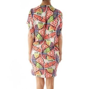Maria + Cornejo Red Green Blue Printed Shift Dress